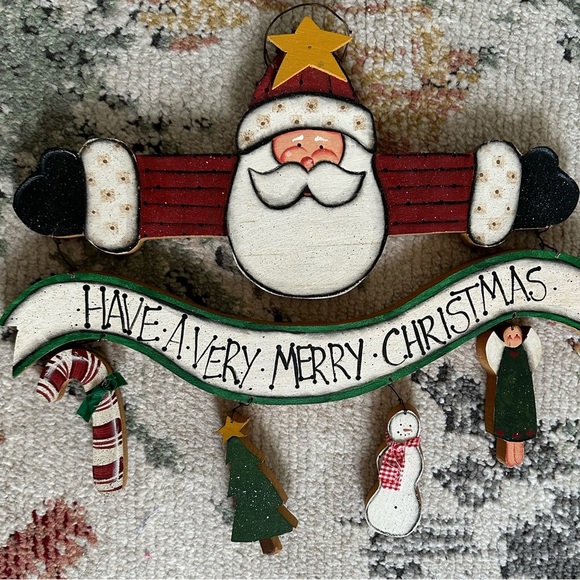 Vintage Hand Crafted Santa Have a Merry Christmas Wooden Wall Art - Picture 12 of 16